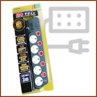 MORRIES 5WAY EXT CORD 3M /2USB(2.1) MS3355/USB2.1